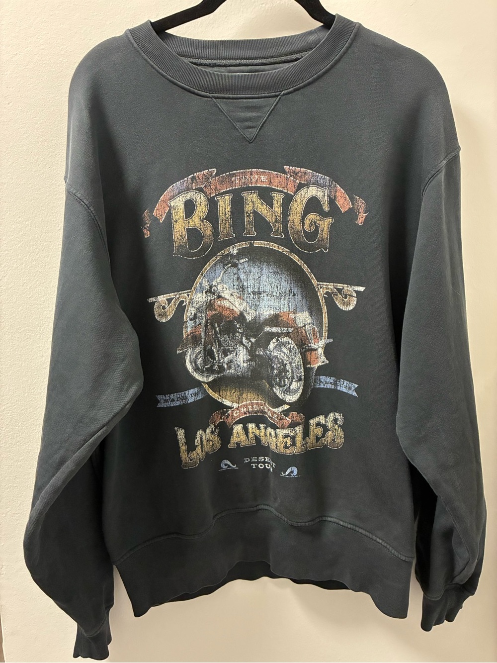 ANINE BING Ramona Biker Sweatshirt in Washed Black